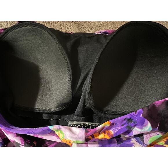 St. Tropez Swimsuit Womens 20W Swim Fly Away Tie Front Pansy Floral Halter Neck - Picture 9 of 9